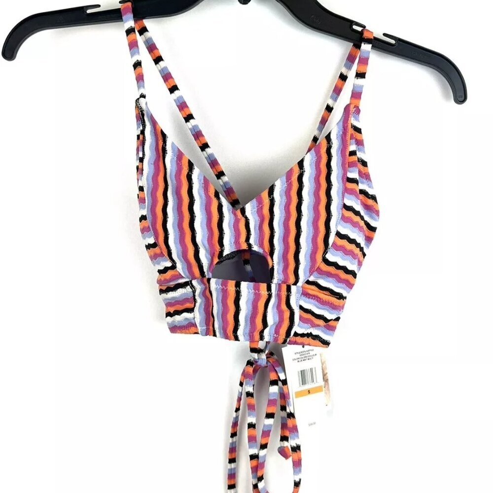 Jessica Simpson Women’s Orange/Multicolored String Bikini Top Size Small